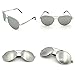 J+S Premium Military Style Classic Aviator Sunglasses, Polarized, 100% UV protection for Men Women (Medium - Silver Frame/Silver Mirror Lens)
