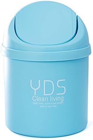 Katherine PP Wave Cover Kitchen Countertop Mini Trash Can Office Desktop Wastebasket (Blue)