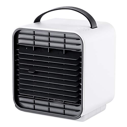 USB Portable Air Cooler, Mini Air Conditioner Fan,3 in 1 Air Cooler Humidifier Purifier,LED Light Noiseless Evaporative Cooler Mobile Air Conditioner 3 Speed Fan for Home Office Car Outdoor,White