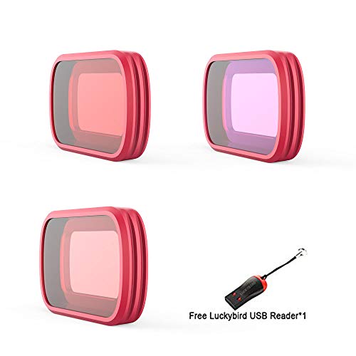 PGYTECH Diving Filter Set for OSMO Pocket (Magenta/SNOPKEL/RED PRO) with Luckybird USB Reader