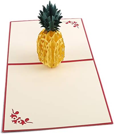 Kingus Pop Up Decoration Postcard Hollow Paper Congratulation Card Wish Envelope Postcard Creative Gift,Pineapple