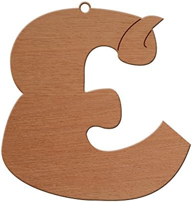 Cursive Letter E Design Wooden Christmas Tree Ornament, Hanging Xmas Decor