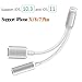 Adapter, Jackiey 2 in 1 Lightning to 3.5 mm Headphone Jack Adapter and Extend Female Lightning Charging Port Converter Cable for iPhone 7 / 7 Plus, Support iOS 10.3 (Silver)