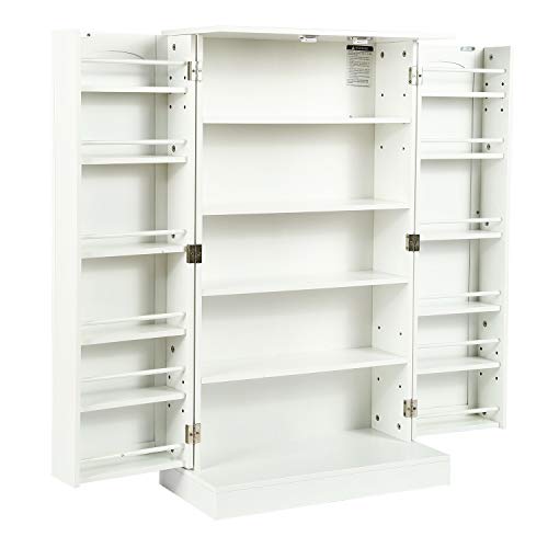 HOME BI Kitchen Pantry Cabinet 5 Door Storage Cabinet with 5 Shelves Cupboard Space Saving Cabinet,White - Thumbnail 3
