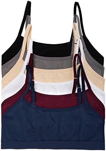 CC 6 Pack Big Girls Seamless Training Bra with Adjustable Straps (Large, 6PK Basics)