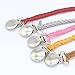 JieyueJewelry Leather Baby Pacifier Clips, Pack of 4, Handmade Suede Braided Leash Pacifier Teething Toy Holders for Boys and Girls, 10 inch (Black/Brown/Gray/White)