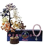 KACHVI Crystals and Healing Stones Healing Crystals Crystal Tree with Rose Quartz Bracelet Stones...