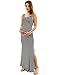 PattyBoutik Mama Striped Scoop Neck Maternity Maxi Dress (Black and White M)