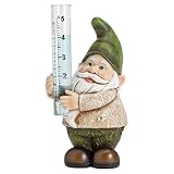 Bits and Pieces Garden Décor-Hand Painted Gnome Rain Gauge Sculpture for Your Garden, Lawn or Patio - Charming, Durable, Weather Resistant Polyresin Statue