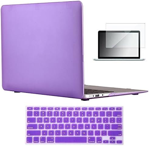 Vasileios 3in1 Rubberized Frosted Soft-touch Hard Shell Case Cover &amp; Screen Protector for 13-inch Macbook Air 13.3" (Model: A1369 and A1466) (New Purple)