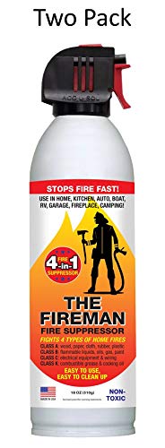 THE FIREMAN Multi-Purpose Fire Extinguishing Suppressant Spray: UL APPROVED "wetting agent" for Home Safety - Fights ALL 4 Common Fires: Wood, Gasoline, Electrical and Grease (Class A,B,C & K) 18 oz
