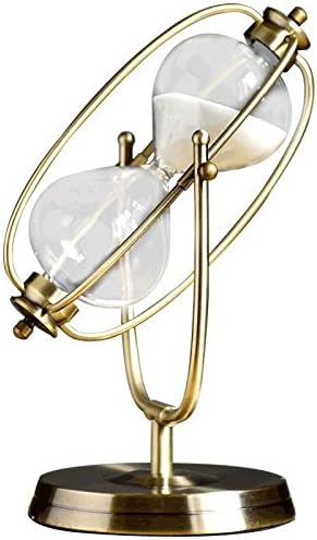 Aero Snail 30 Minute Home Decorative Hourglass Timer Present Gift with White Sand 12.5 Inches Height, Antique Gold Accent