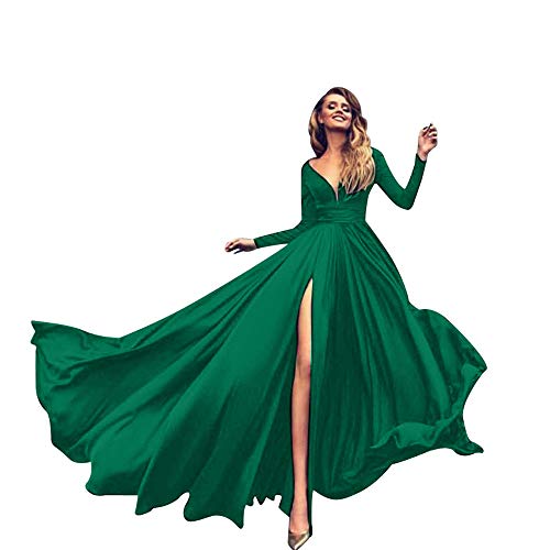 LISTHA V Neck Maxi Dress Sexy Women Everying Party Long Dress Long Sleeve Dress