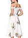 Noctflos Women's Summer Floral Cold Shoulder Midi Dress for Casual Cocktail Wedding Guest (XX-Large, White Floral)