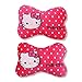 FINEX 2 pcs Set Hello Kitty Bone Head Neck Rest Pillow Cushion for Car Rose Red Pink & White Polka Dot Auto Accessories