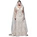 David's Bridal Cap Sleeve Plunging V-Neck Plus Size Wedding Dress Style 8CWG807, Ivory, 22W