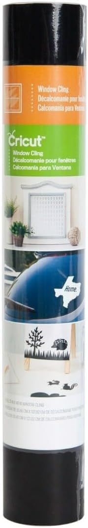 Photo 1 of Cricut Decorative Window Cling Vinyl, Black - 4ft Roll (12' x 48')
