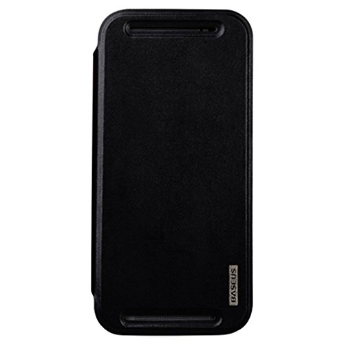 HTC One M8 Case, Wellingsale [Flip Case PU Leather] Primary True Luxury Metallic Color Case in Black