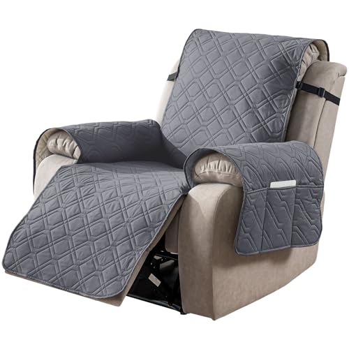 Gugxiom Funda reclinable, Funda Antideslizante para Silla reclinable para sofá, Lavable, Protector de Muebles reclinables, Fundas Acolchadas y Gruesas para Mascotas y niños (Gris Oscuro, 23in)