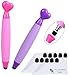 Stylus for Kids - Bundle of 2 Heart Shaped Cute Fun and Colorful Capacitive Touch Screen Pens with Replaceable Tips - for Boys and Girls - Specially Designed for Children - 10 Replacement Tips Included - CE and RoHs Certified for Your Safety (Pink + Purple)