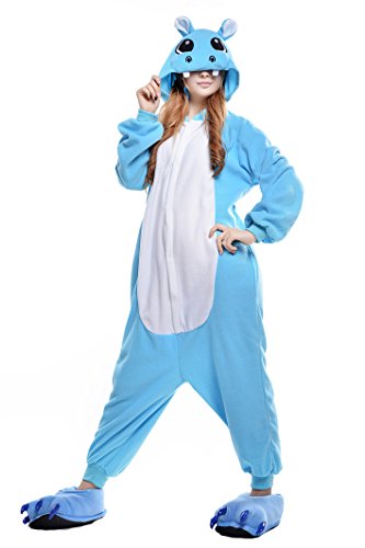 Newcosplay Unisex Adult Pyjamas Hippo Halloween Onesie Costume