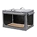 PETSFIT Travel Dog Crate, Soft Sided Dog Crate - 36 Inch Easy Set-up, Light, Sturdy, Comfy Inside with Thicken Mat, Collapsible Crate for Home and Travel Grey
