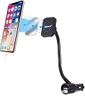 SOAIY 3-in-1 Cigarette Lighter Magnet Car Mount + Car Charger + Voltage Detector,Car Holder Cradle w/Dual USB 3.1A Charger,Display Voltage Current Compitable with iPhone8 X 6s 6 5s Samsung S8 S7 S6