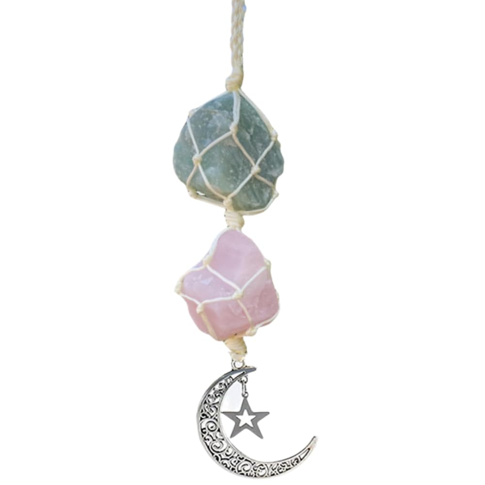 WULILONG Rose Quartz Amethyst Pendant Crystal Car Hanging Ornament Hanging Car Crystal Accessories Crystal Stones (Amazonite+Rose Quartz)