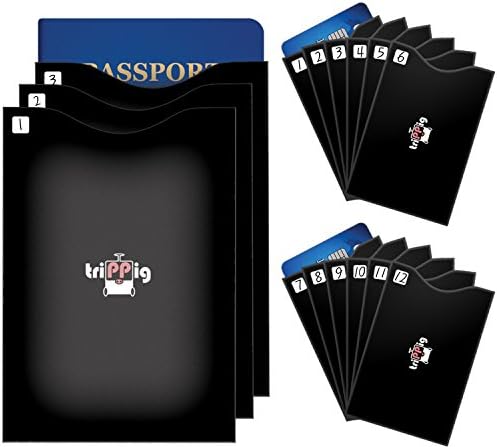 [TRIPPIG] 15 RFID Blocking Sleeves (3 Passport + 12 Credit Card Holders) Ultimate Premium Identity Theft Protection Sleeve Set for Men &amp; Women. Smart Slim Design perfectly fits Wallet / Purse.