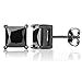 Queen Jewelers Sterling Silver Black Cubic Zirconia Princess-Cut 9MM Stud Earrings