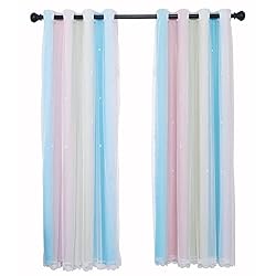 Shiny Stars Children Cloth Curtains Colorful Double