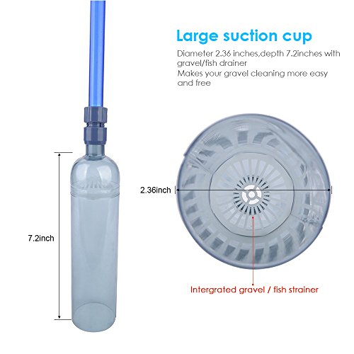 Fish Tank Gravel Cleaner Aquarium Cleaning Vacuum Siphon Pump with Adjustable Flow Control Tap & Fish Poop Net , Water Changing Drainer Filter Syphon Hose- Automatic Fluids Transfer Self Priming 7.5ft