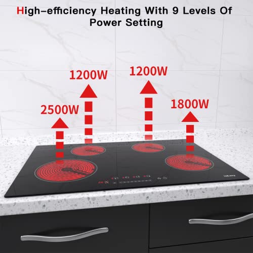 Electric Cooktop 30 inch Ceramic Stove 4 Burners Builtin Stove Top