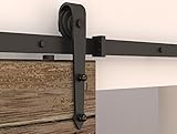 DIYHD 10ft Rustic Black Arrow Wheel Bent Straight Big Barn Wood Door Sliding Track Hardware To Hang 1 Door Panel