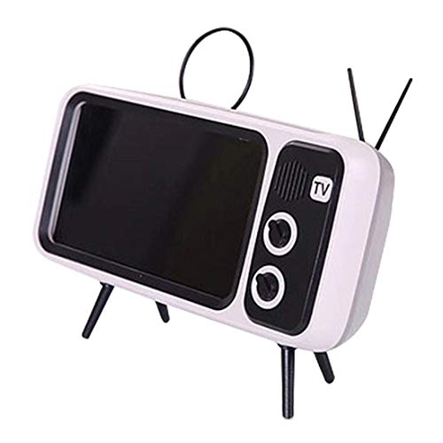 Goshfun PTH800 Retro TV Shape Mobile Phone Holder, Table Cell Phone Accessories, Desktop Mobile Phone Stand for Phones with 4.7-5.5 Inch Screen, Silver Grey