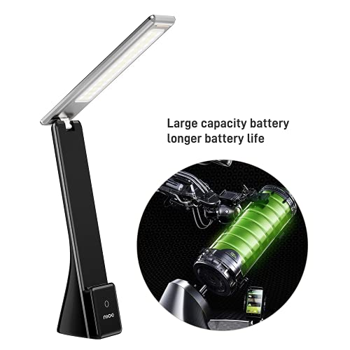 Foldable LED Desk Lamp with Phone Holder, Nioe Battery Operated Table