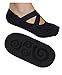 Lupo Women's Essential No Slip Crossover Yoga Pilates Barre Socks, Medium Black