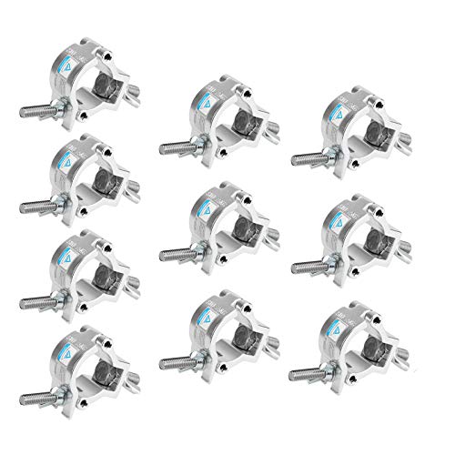 10 Pack Heavy Duty 165lb Aluminum Alloy Stage Lighting Clamp 1.26-1.38 Inches for Projector Par Light Spotlight Fits 32mm to 35mm OD Tubing/Pipe, Small Size Clamp-TUV Certificated