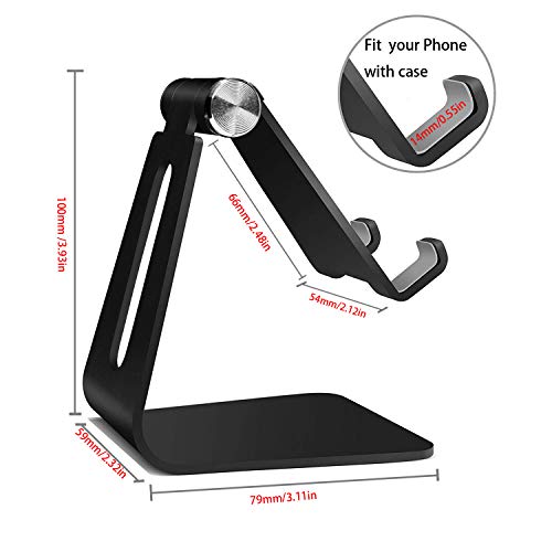Adjustable Cell Phone Stand, CreaDream Phone Stand, Cradle, Dock, Holder, Aluminum Desktop Stand Compatible with iPhone Xs Max Xr 8 7 6 6s Plus 5s Charging, Accessories Desk,All Smart Phone-Black - Thumbnail 5