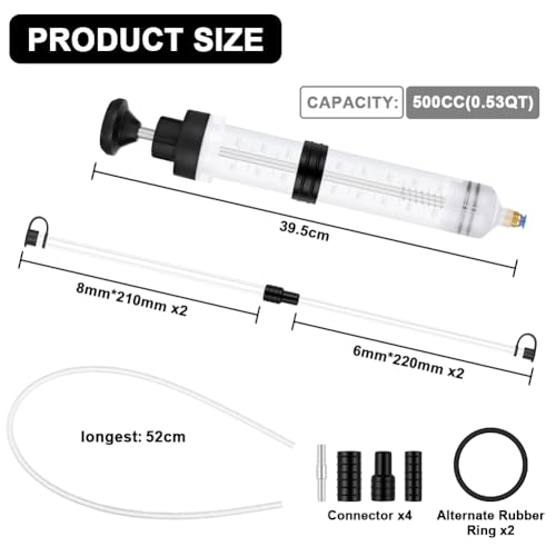 Flintronic Oil Suction Syringe 500 CC, Liquid Extractor Pump, Car Oil Extractor with Non-Slip Sleeve, Manual Acei-te Pump, for Extracting and Injection Acei-te and Liquids