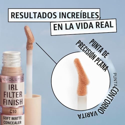 Makeup Revolution, Corrector IRL Filter Finish, Cobertura de Media a Total, C7, 6g