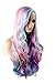 rainbow wigs for women Colorful Wigs Mermaid Hair Synthetic Heat Resistant Fiber Costume/Halloween/Party Natural Loose Long Wigs for Women (C)