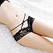 Women Sexy Lingerie Bowknot Strappy Panties Open Crotch Lace Thongs Underwear Briefs (Black)