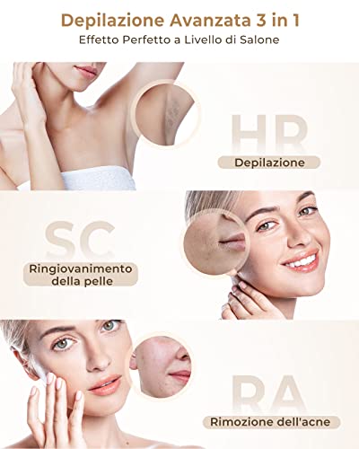 Haarlosy Painless IPL Pulsed Light Epilator, 999,900 Flash for Use 3 in 1 Laser Epilator with Window 5 cm², 9 Adjustable Levels for Women and Men Face, Armpits, Legs, Body GLY01 (White)