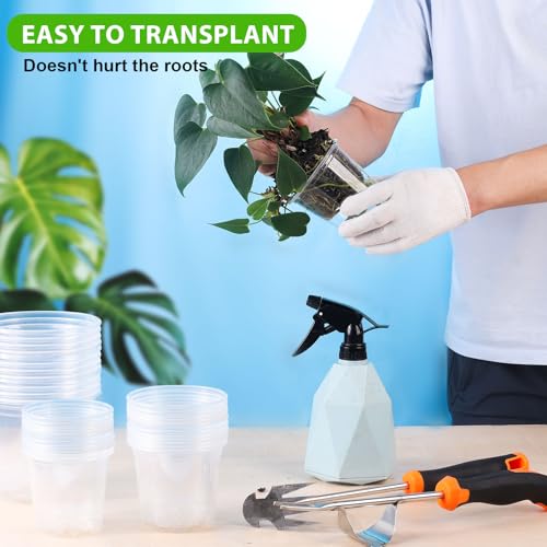 auriikoop 36 Pieces Plastic Pots, 13/15/18 cm Transparent Orchid Pots with Drainage Holes for Indoor and Outdoor Plant Cuttings