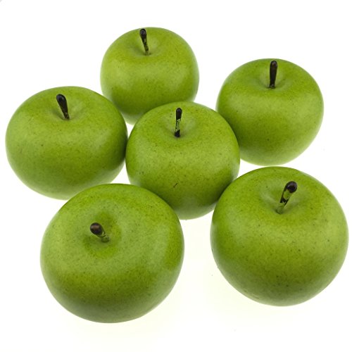 Gresorth 6pcs Lifelike Artificial Green Apple Faux Fake Apples Fruit Home House Kitchen Cabinet Deco - //medicalbooks.filipinodoctors.org
