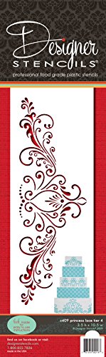 Designer Stencils C409 Princess Lace 4 Cake Stencil, Beige/Semi-Transparent