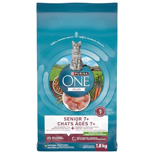 Purina ONE +Plus Senior Dry Cat Food, Chicken - 1.8 kg Bag