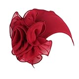 Womens Great Hats,Women Ladies Retro Big Flowers Hat Turban Brim Hat Cap Pile (Red, Large)