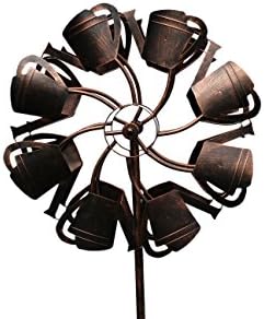 Fancy Gardens Watering Can Wind Spinner | Durable Steel Design & Stable Fork Base | Decorative Kinetic Windmill For Lawn, Yard & More | Hand Painted Multicolor Whirligigs